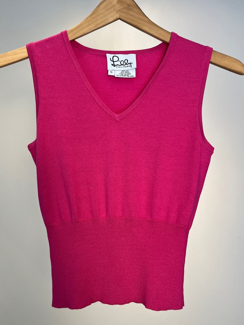 Lilly Pulitzer Silk Blend V-Neck Knit Sweater Tank Pink S